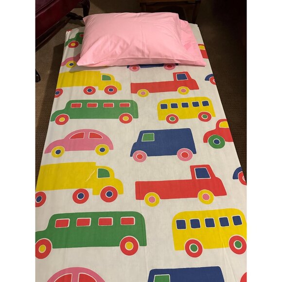 1970s Vintage Marimekko Oy Bo Boo cars twin sheet set - Picture 2 of 9